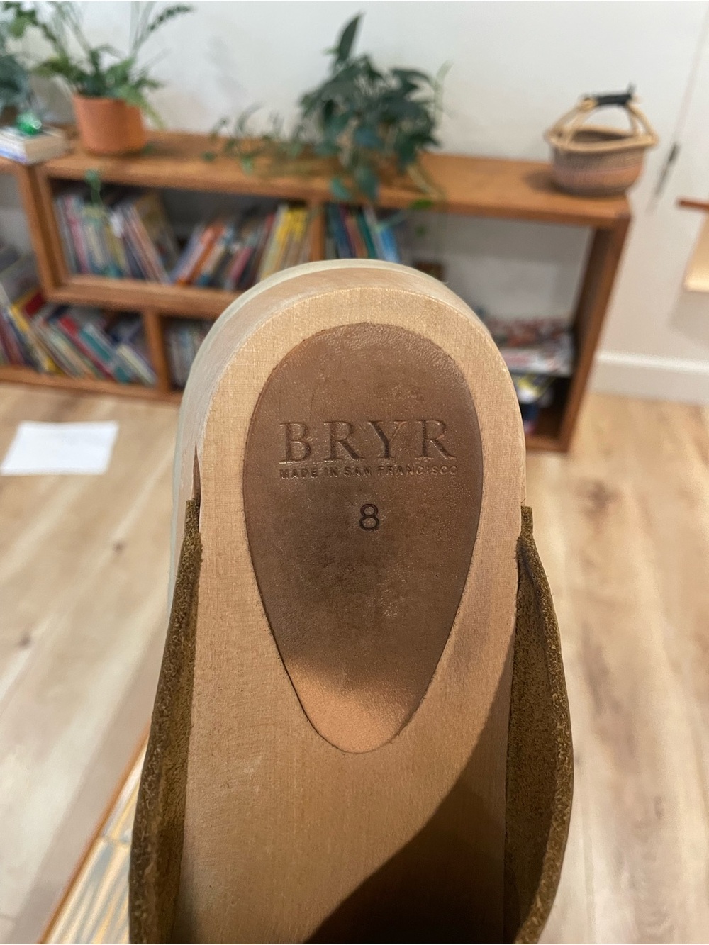 BRYR CHONK in Kelp Suede Platform Clog Mule with Wood Sole - Picture 3 of 5